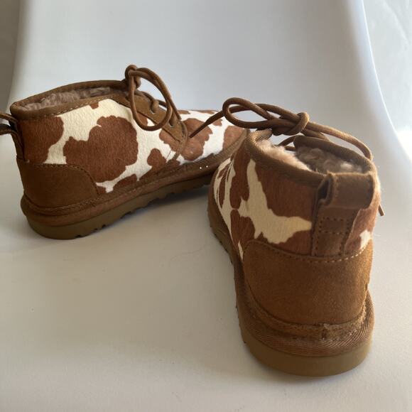 UGG NEUMEL Cow Print Boots Chukka ANKLE Chestnut & White Women's 8 - Picture 14 of 15